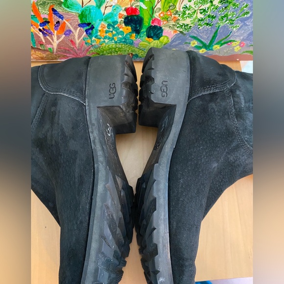 UGGS Side Zipper Suede Boots, Shearling Lining, N 1912, Black, Women's Size 10 - Picture 12 of 15